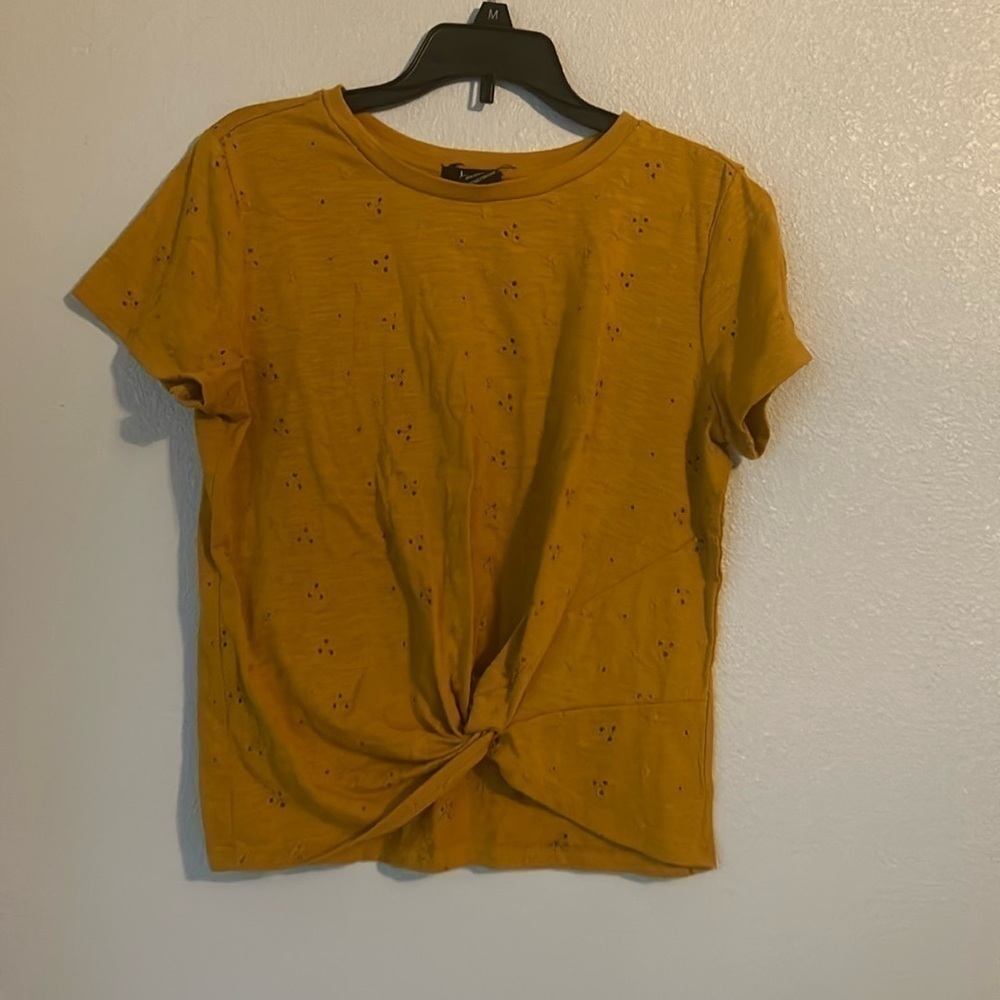 Justify Yellow Floral Women's Medium Polyester Shirt